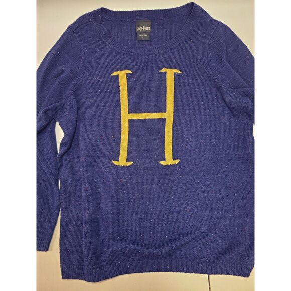 Harry Potter Weasley Jumper Blue Gold "H" Knit Holiday Christmas Sweater Size 2 - Picture 5 of 6
